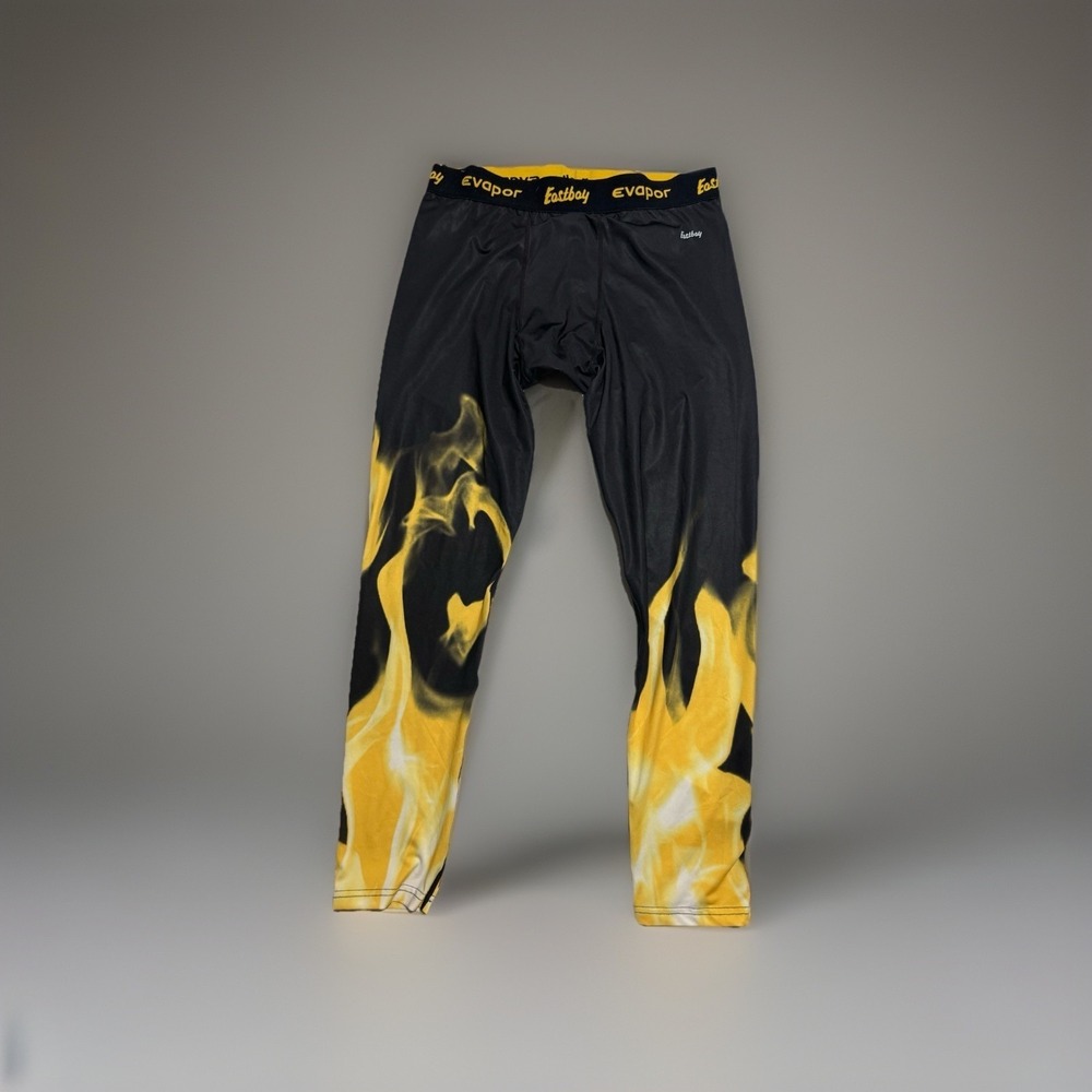 Y2K Eastbay Evapor Dri-Fit Compression Tights, Yellow Flames, Men's 2X‎